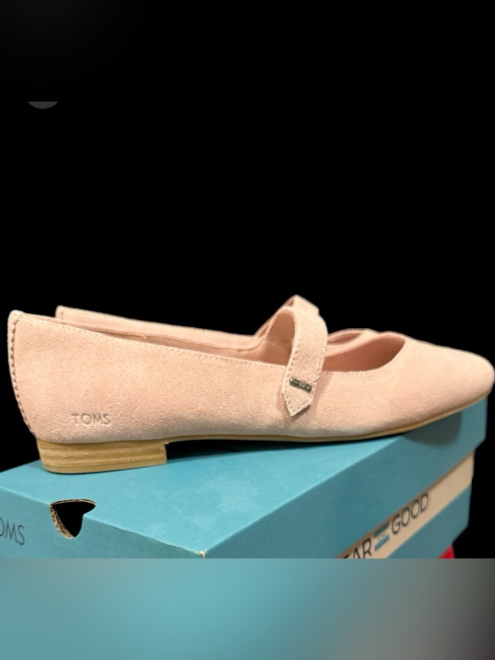 Toms Blush Pink Suede Mary Jane Flats